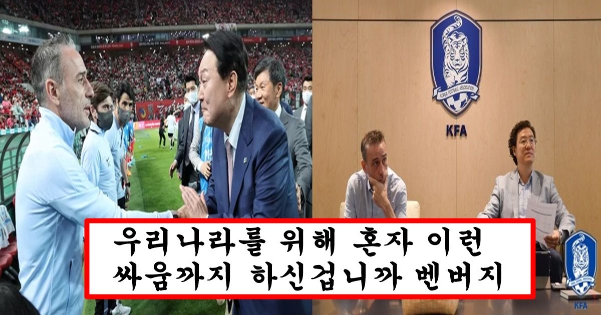 알고보니 축구협회 상대로 혼자 싸우다가 이번이 마지막 월드컵이 된 벤투 감독이 국대를 위해 혼자서 견뎌온 일들