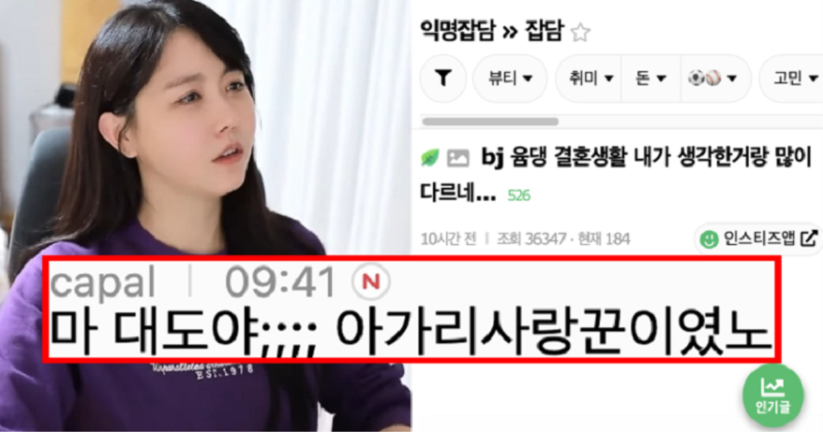 부부싸움하고 대도서관 저격한 bj윰댕 근황